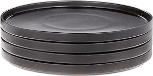 Stone Lain Stoneware Round Dinner Plates Set, 4-Piece, Black Matte | Amazon (US)