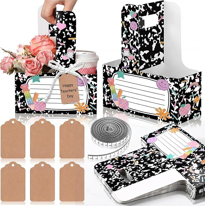 AmazingSpark 36 Set Teacher Appreciation Gifts -2 Cup Composition Book Cup Drink Carrier Holder w... | Amazon (US)
