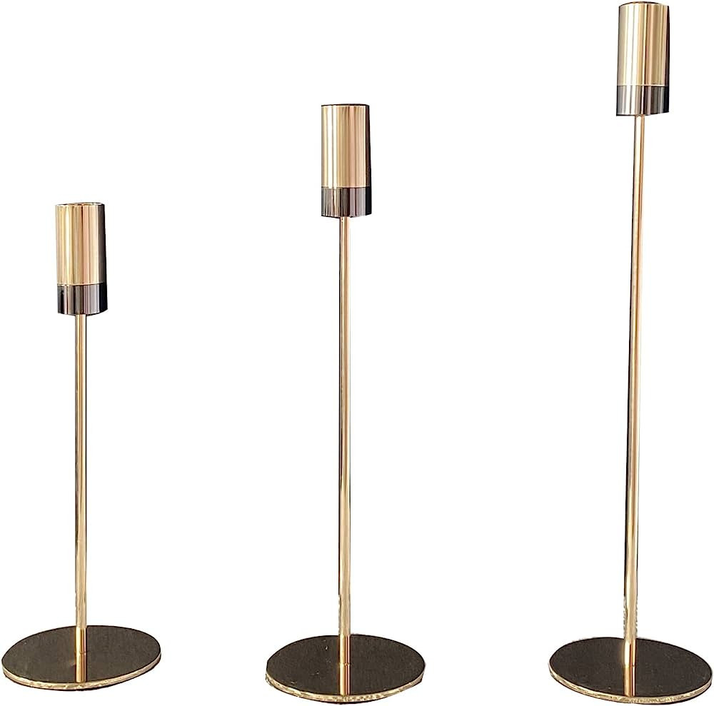 GYZCOKY Candle Holders Golden Black Candlestick Holders Set，Taper Candle Holders for Holiday Di... | Amazon (US)