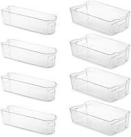 Set Of 8 Refrigerator Organizer Bins - 4 Large and 4 Small Stackable Fridge Organizers for Freeze... | Amazon (US)