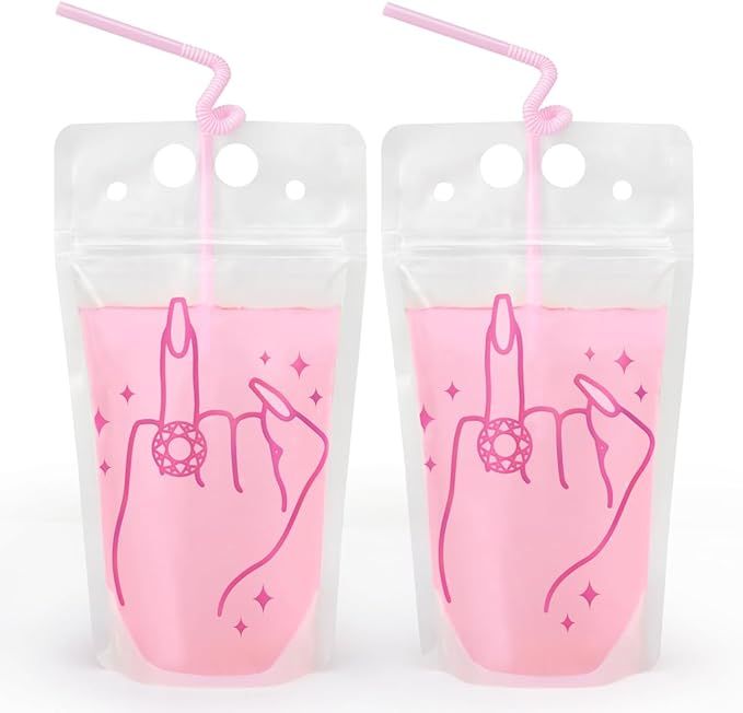 xo, Fetti Bachelorette Party Ring Finger Drink Pouches - 16 count, Pink | Bach Party Drinkware, C... | Amazon (US)