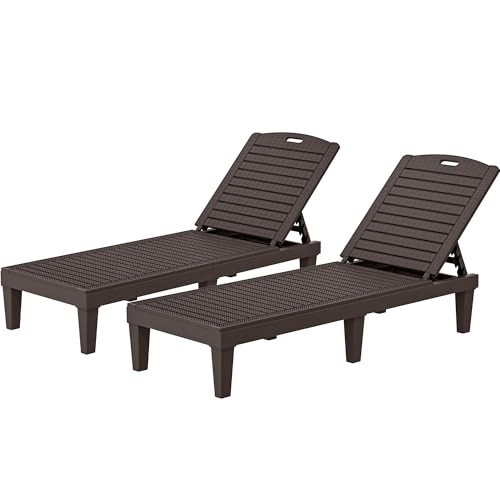 YITAHOME Outdoor Chaise Lounge Chair, Plastic Pool Chaise Lounge with 5-Position Backrest, Easy A... | Amazon (US)