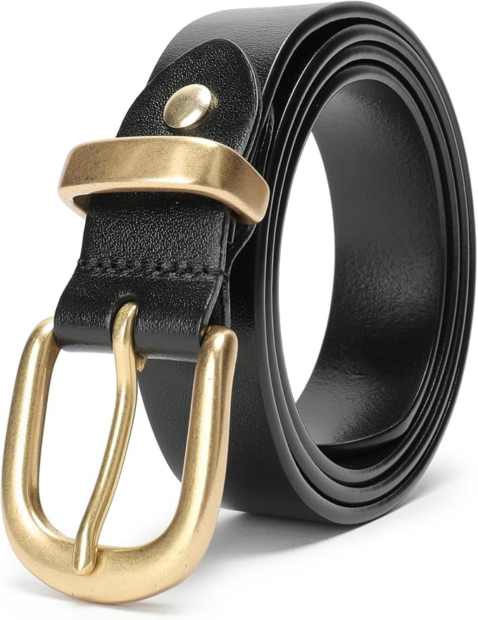 MASIWEI Womens Leather Belt, Gold Pin Buckle, Gift Boxed, Real Leather Belts for Jeans Pants Skir... | Amazon (US)