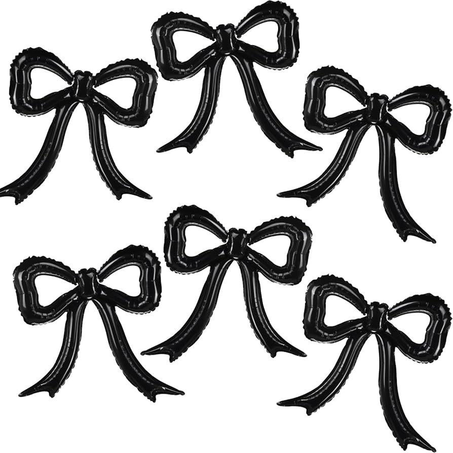 6pcs Black Bow Foil Balloons Bow Mylar Balloon Set for Coquette Birthday, Bridal Shower, Bachelor... | Amazon (US)