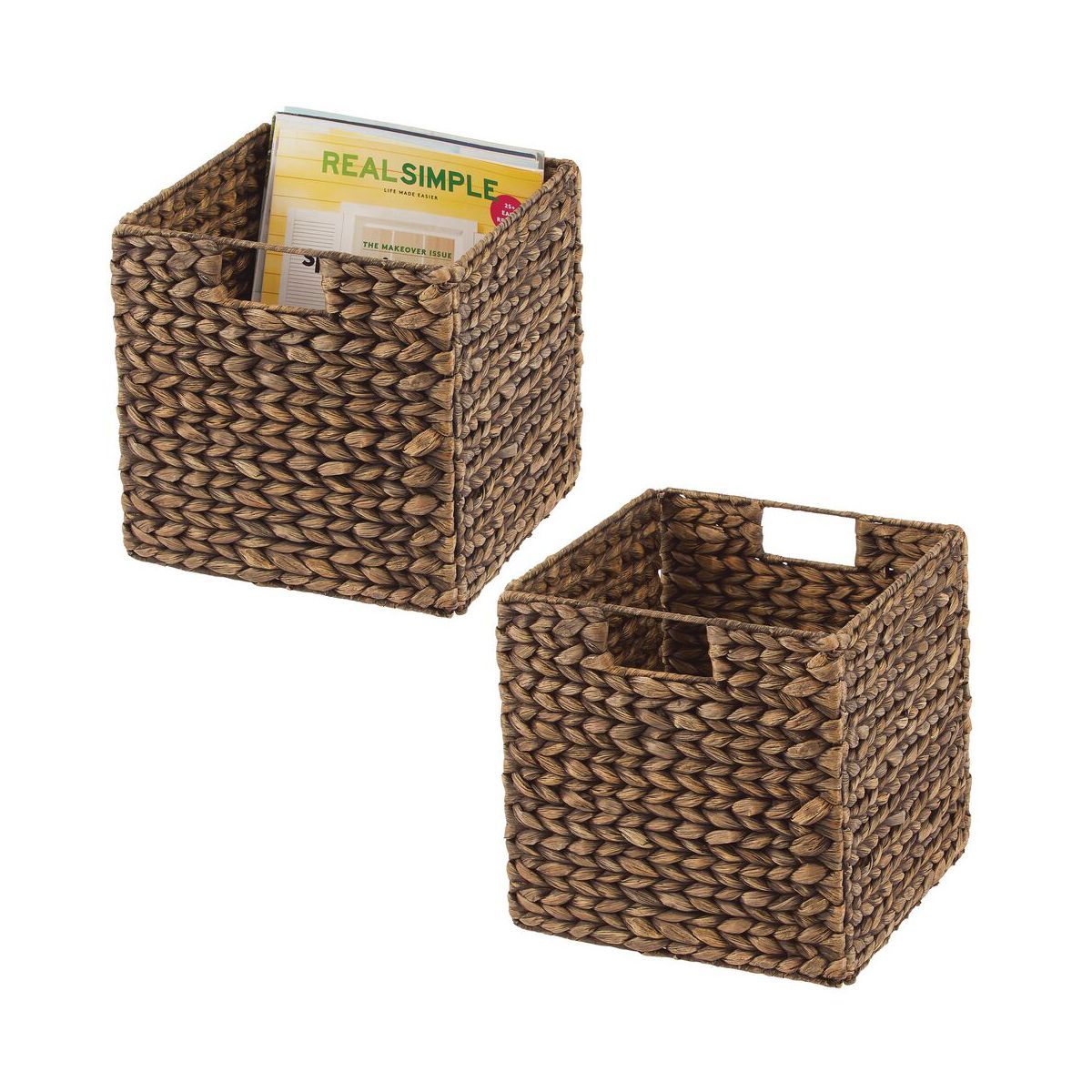 mDesign Large Woven Hyacinth Home Storage Basket for Cube Furniture, 2 Pack | Target