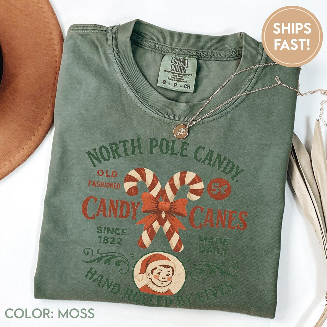 Christmas T-shirt, Candy Cane Shirt, Retro Old Fashioned Candy Cane T-shirt, Vintage Christmas Sh... | Etsy (US)