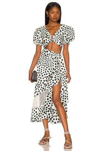 PatBO Bossa Lace Panel Midi Skirt in Black & White from Revolve.com | Revolve Clothing (Global)