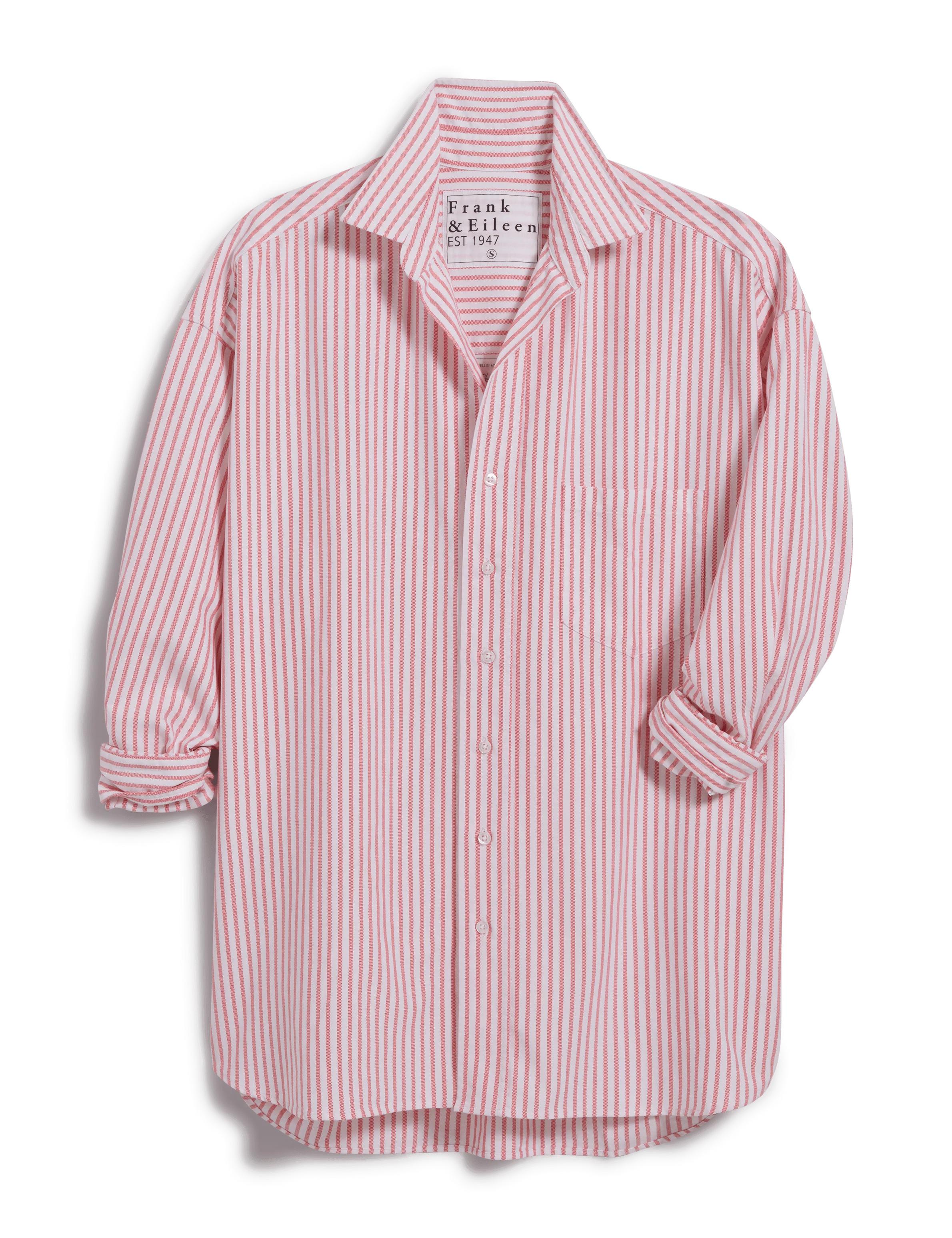 SHIRLEY Coral Stripe, Italian Brushed Oxford | Frank & Eileen