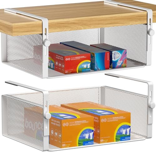 2Pack Under Shelf Basket Organizer,Adjustable Hanging Holder for Cabinet Pantry Kitchen Cupboard ... | Amazon (US)