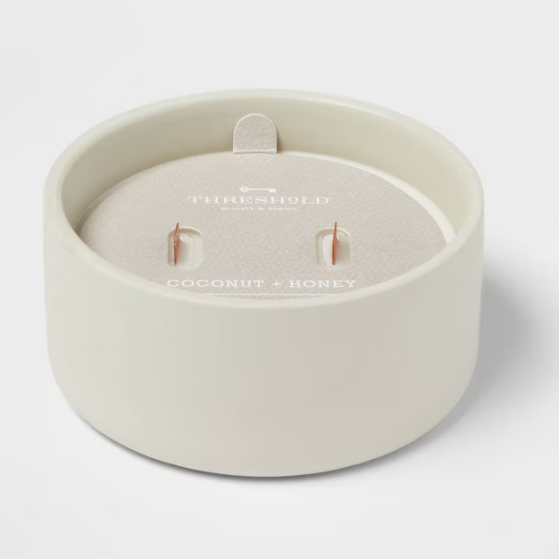 8oz 2-Wick Gray Matte Ceramic Woodwick Candle Coconut and Honey - Threshold™ | Target