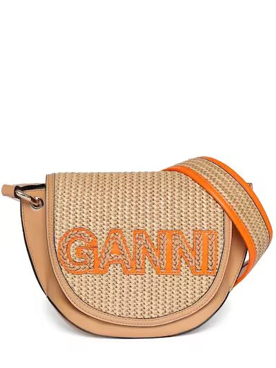Banner saddle raffia shoulder bag - GANNI - Women | Luisaviaroma | Luisaviaroma