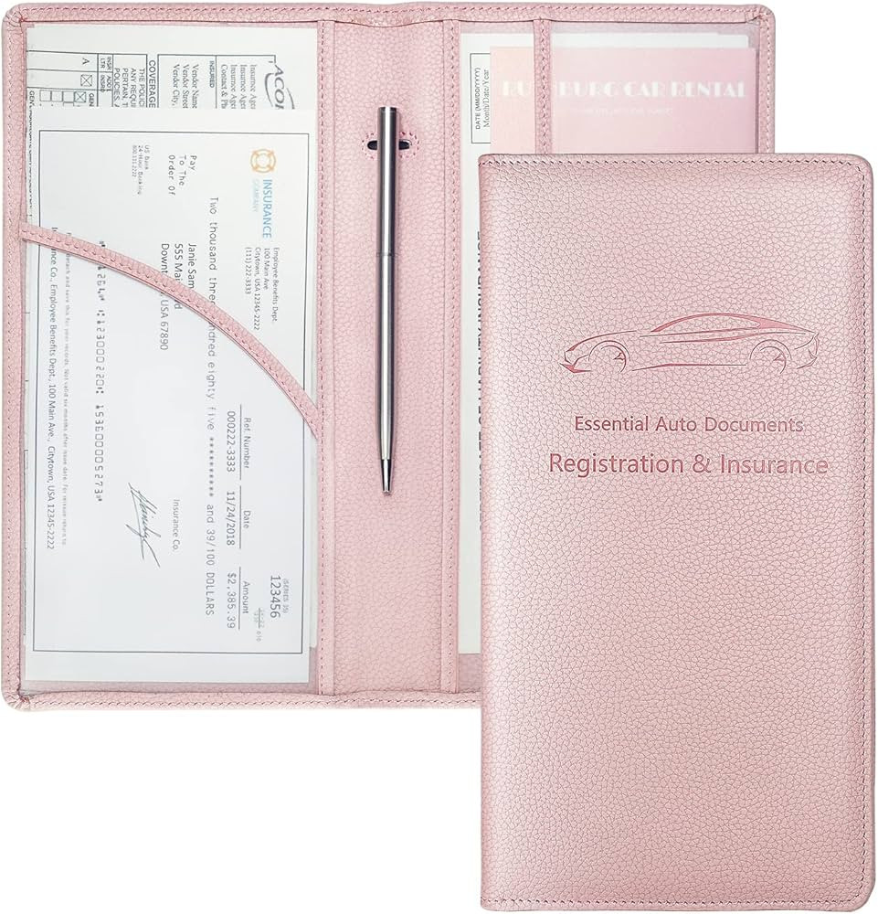 Yarnic Car Registration and Insurance Holder, Pu Leather Car Registration and Insurance Card Hold... | Amazon (US)