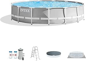Intex 15 Foot x 42 Inch Prism Frame Above Ground Outdoor Backyard Swimming Pool Set with 1000 GPH... | Amazon (US)