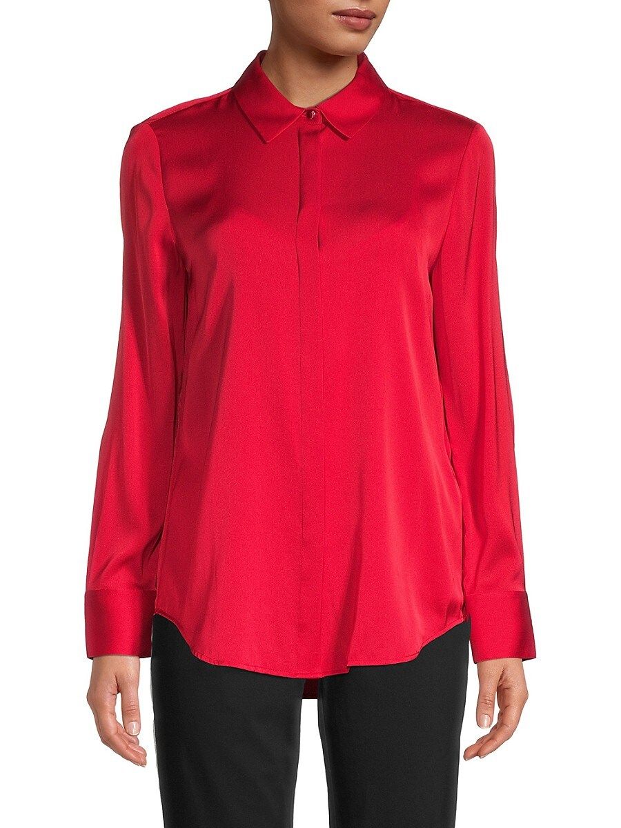 Donna Karan Women's Stretch-Silk Shirt - Fire - Size XS | Saks Fifth Avenue OFF 5TH