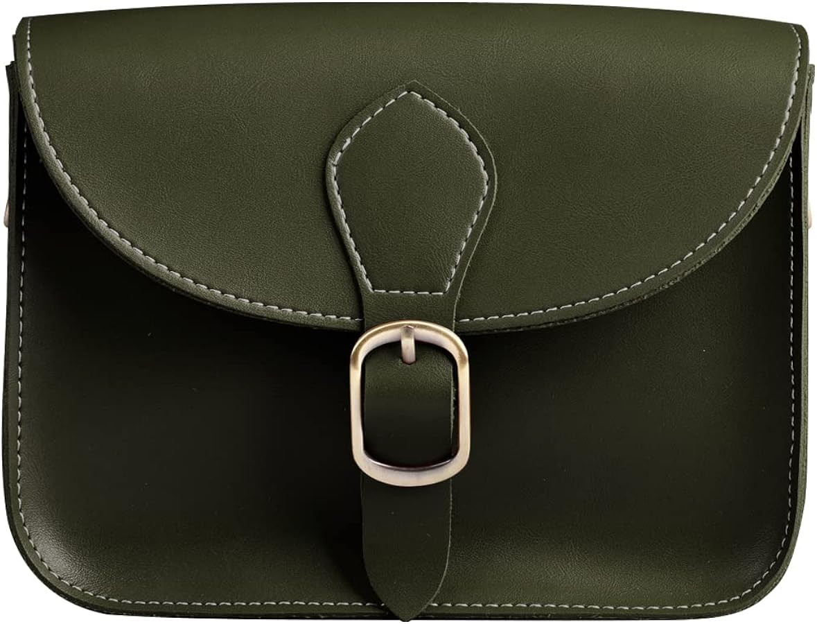 Crossbody Saddle Vegan Leather Bag Small Retro Satchel For Women Vintage Simple Handbag Faux Leat... | Amazon (US)