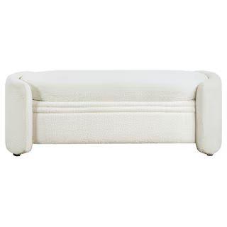Furniture of America Alicia White Boucle 54 in. Bedroom Entry Way Bench With Storage IDF-BN3871BG... | The Home Depot
