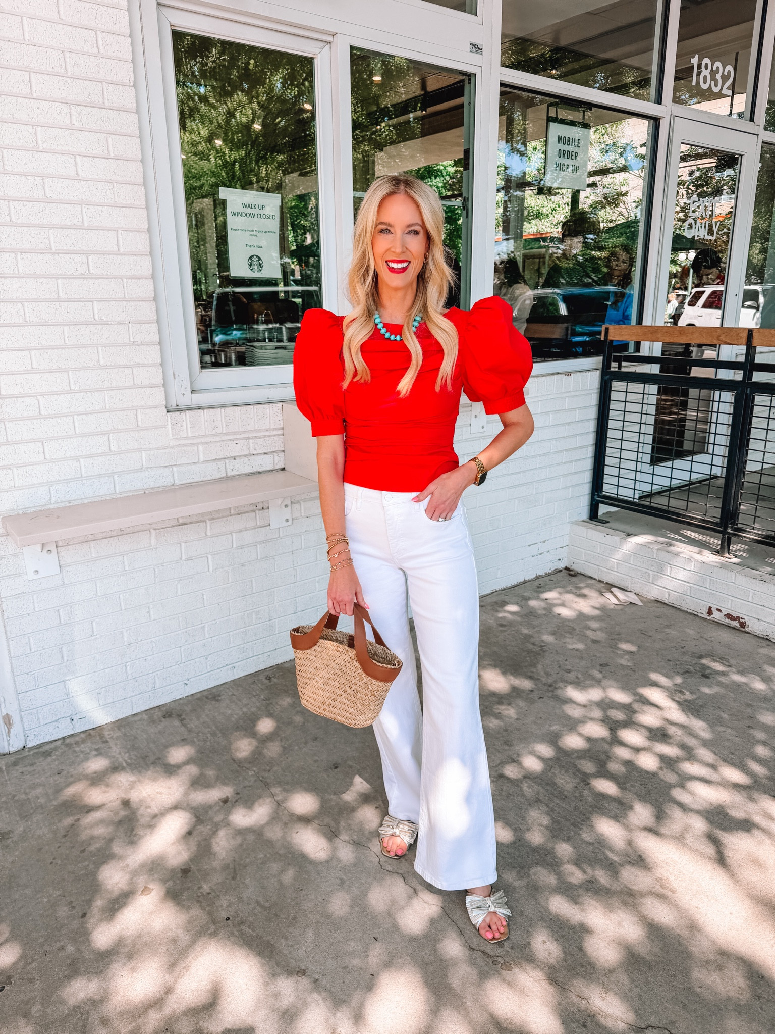 The most fun top from Avara! 

Puff sleeve top / White denim / Straw bag / Summer style / Classic style

#LTKdayinmylife #LTKootd #LTKgrwm