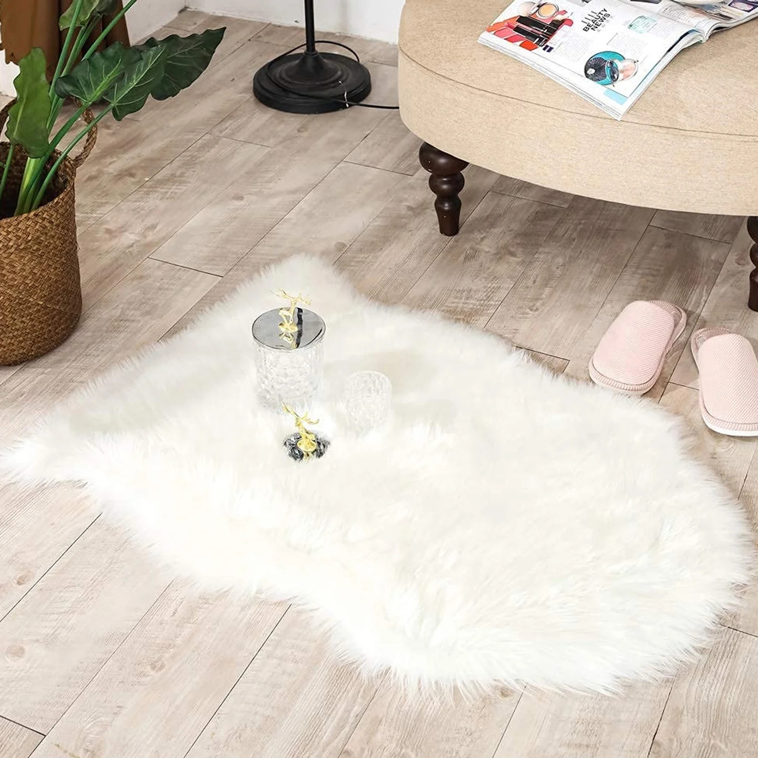 Faux Fur Rug, Fluffy Shaggy Area Rug Ultra Soft 2 x 3 Feet Sheepskin Fur Rug, White Fuzzy Rug Mac... | Walmart (US)