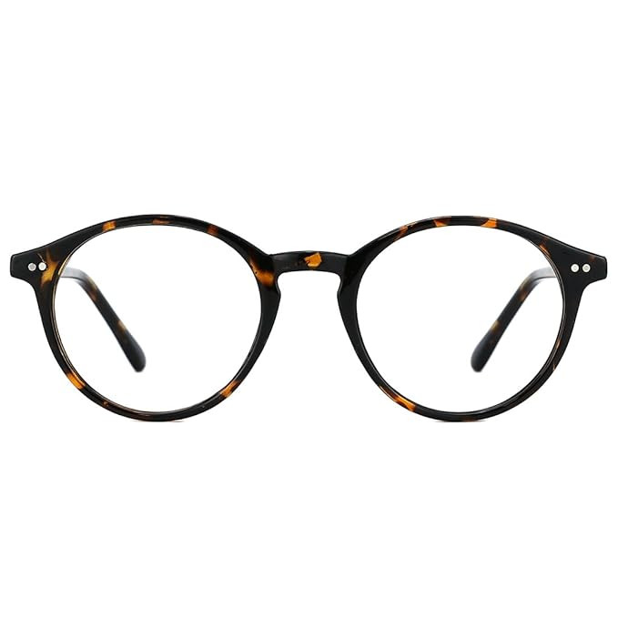TIJN Blue Light Blocking Glasses Men Women Vintage Thick Round Rim Frame Eyeglasses | Amazon (US)