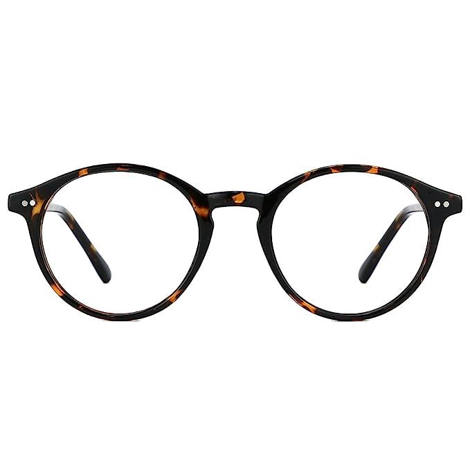 TIJN Blue Light Blocking Glasses Men Women Vintage Thick Round Rim Frame Eyeglasses | Amazon (US)