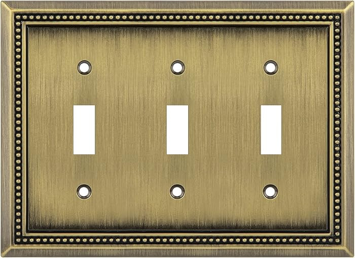 Henne Bery Sunken Pearls Heavy Duty Decorative Wall Plate Switch Plate Outlet Cover (Triple Toggl... | Amazon (US)