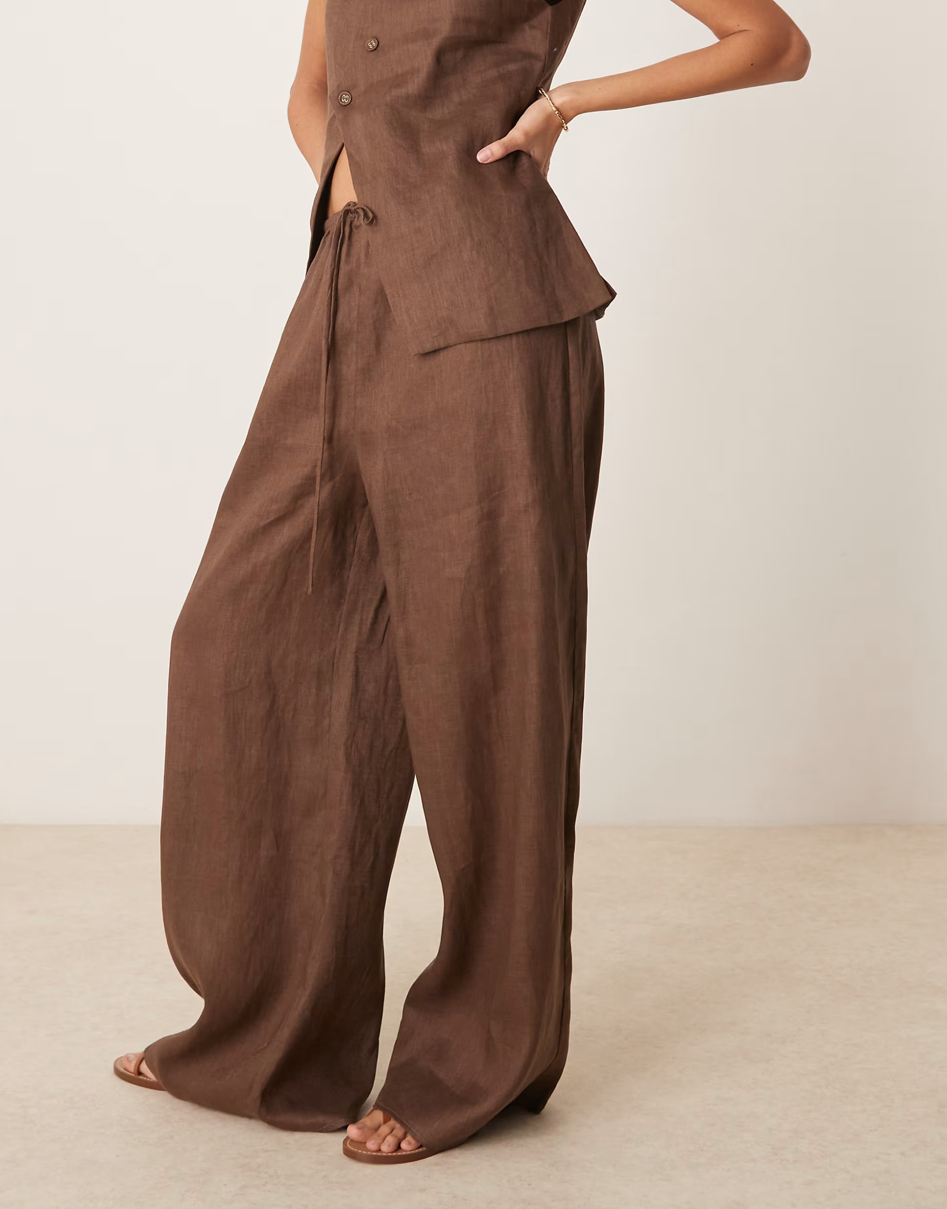 VRG GRL raya inen pants in chocolate co-ord | ASOS | ASOS (Global)