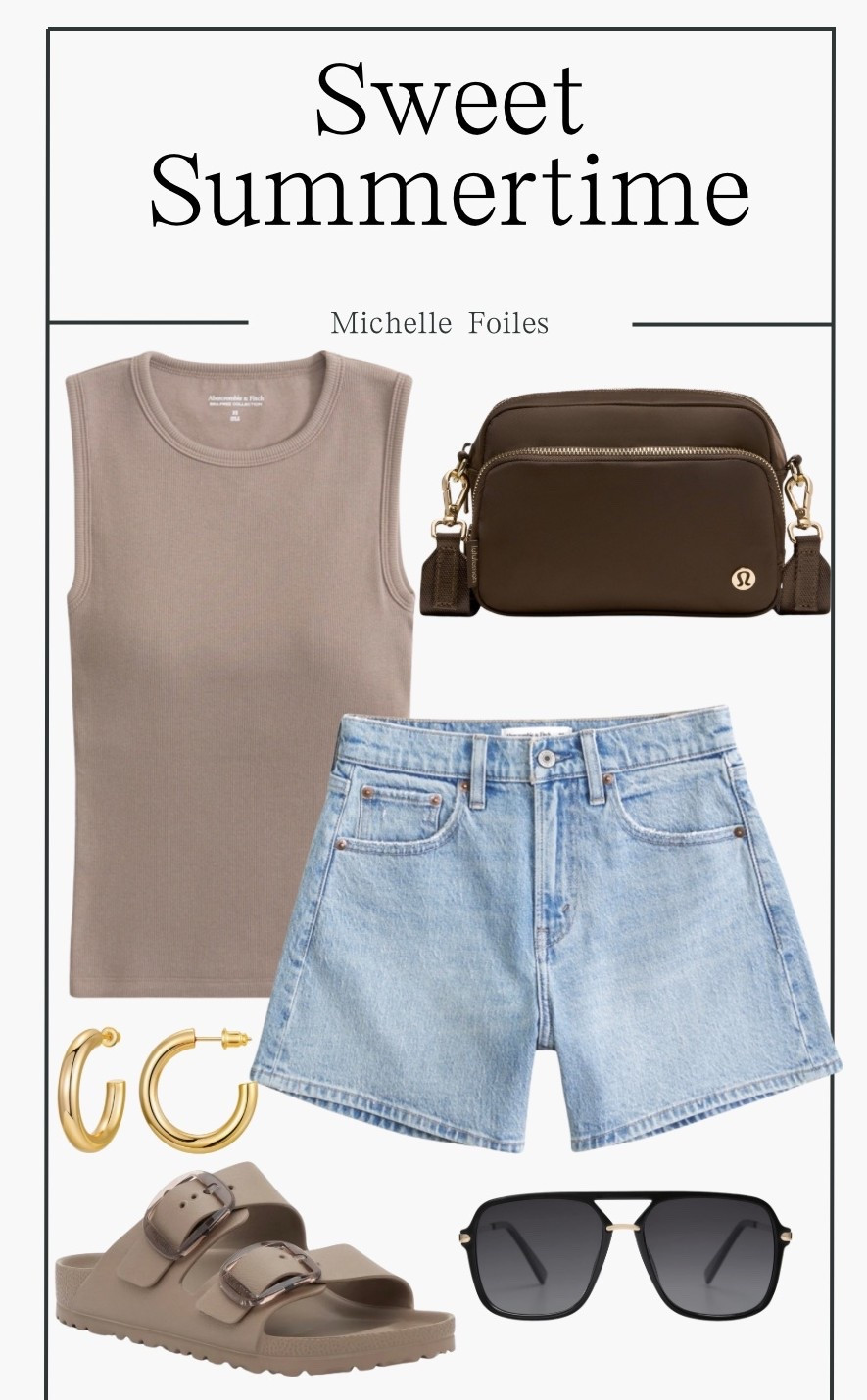 Simple summer outfit I always reach for 🤎
A neutral tank, relaxed denim shorts, comfy slides, and a small crossbody is the easiest everyday combo. (The shorts WILL sell out quick!)

#LTKStyle #LTKFinds #LTKUnder100 #SummerOutfit #CasualSummerStyle #NeutralStyle #EffortlessStyle #EverydayOutfit #SimpleStyle #DenimShorts #SummerBasics #NeutralOutfit #MomStyle #MinimalStyle #LTKCreator #abercrombie