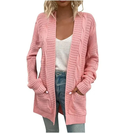 Black Friday Deals 2022 Fesfesfes Women Sweater Fall Winter Solid Color Pocket Long Sleeve Cardigan  | Walmart (US)