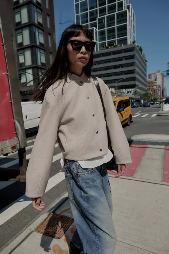 SOFT BOMBER JACKET WITH ELASTIC HEM | Zara UK