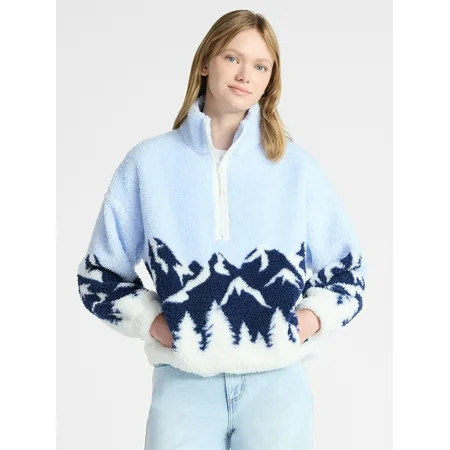 No Boundaries Plush Half-Zip Pullover, Women's | Walmart (US)
