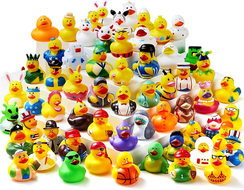 JOYIN 30 Pcs Rubber Ducks, Random Assortment Mini Rubber Duckie Toys with Mesh Carry Bag for Kids... | Amazon (US)