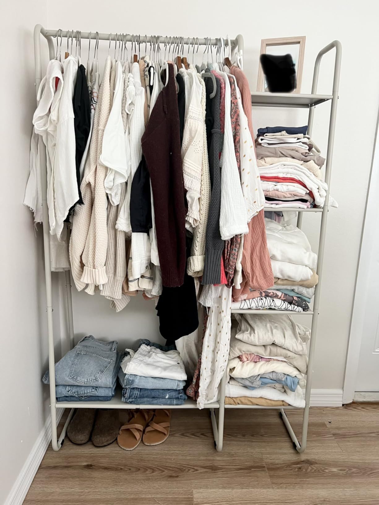 SunnyPoint Freestanding Clothes Metal Garment and Accessories, Organizer Closet Rack (WHT) | Amazon (US)