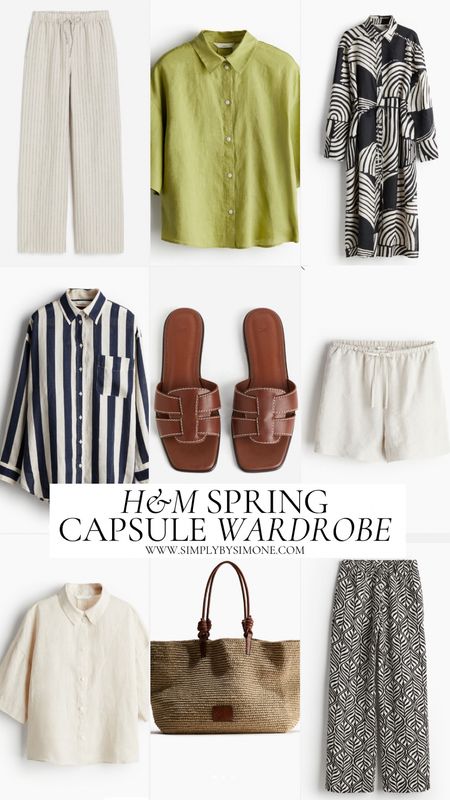 Affordable spring capsule wardrobe, H&M capsule wardrobe, linen set, linen pants, spring outfits 