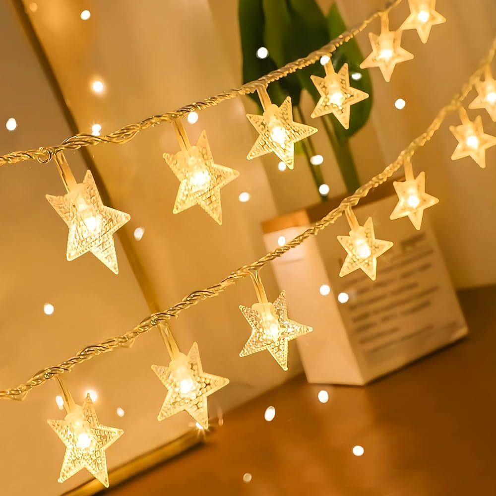 ANJAYLIA 40 LED Star String Lights 20 FT Fairy Christmas Lights Battery Operated for Indoor & Out... | Amazon (US)