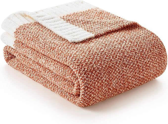 Snuggle Sac Orange Throw Blanket for Fall, Ultra Soft Warm Fall Blanket for Couch, Cozy Fuzzy Kni... | Amazon (US)