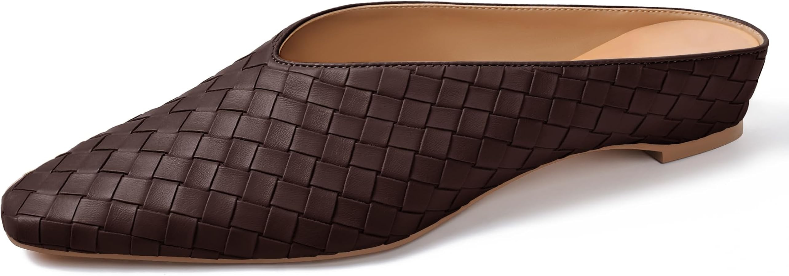 Woven Mules for Women Metallic Leather Slides Ladies Trendy Comfortable Square Toe Hidden Wedge H... | Amazon (US)