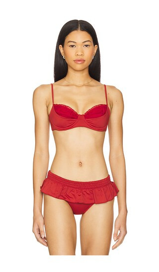 Frankies Bikinis x Bella Hadid Austin Bikini Top in Burgundy. - size XS | Revolve Clothing (Global)