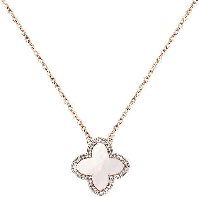 AMIREUX 4 Leaf Clover Necklaces for Women, Lucky Clover Pendant Necklaces for Women Girls Rose Go... | Amazon (US)