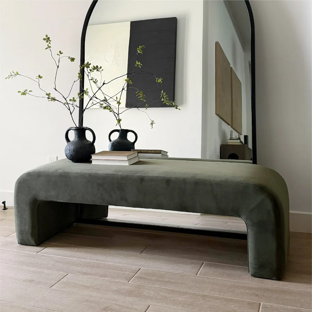 Lily 60" Modern Velvet Waterfall Bench | Pop Maison