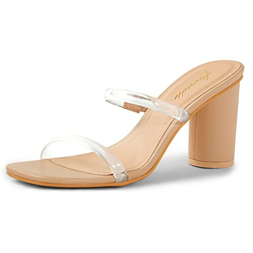 Arromic Women's Heeled Sandals Square Open Toe Two Strap Block Chunky Heels for Women Dressy Comfortable Daily Dress | Amazon (US)