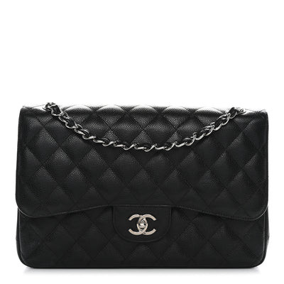 Caviar Quilted Jumbo Double Flap Black | FASHIONPHILE (US)