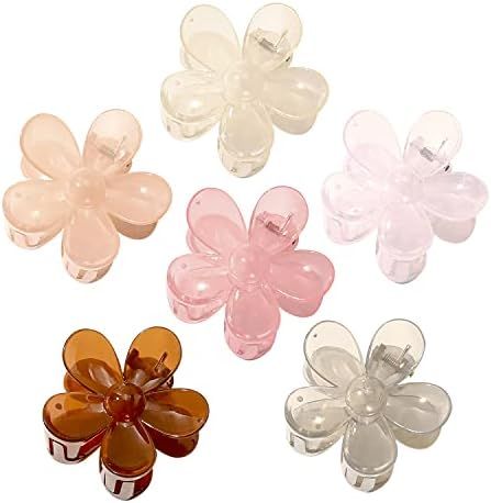 TODEROY 6 PCS Big Hair Claw Clips Matte Flower Hair Clips Non-Slip Cute Hair Catch Barrettes Plas... | Amazon (US)