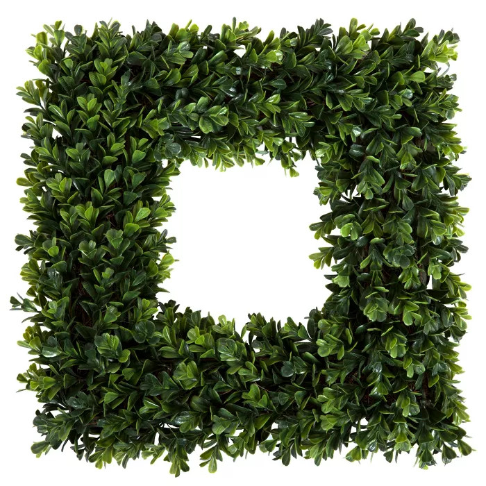 Square Boxwood Wreath 16.5" x 16.5" - Pure Garden | Target