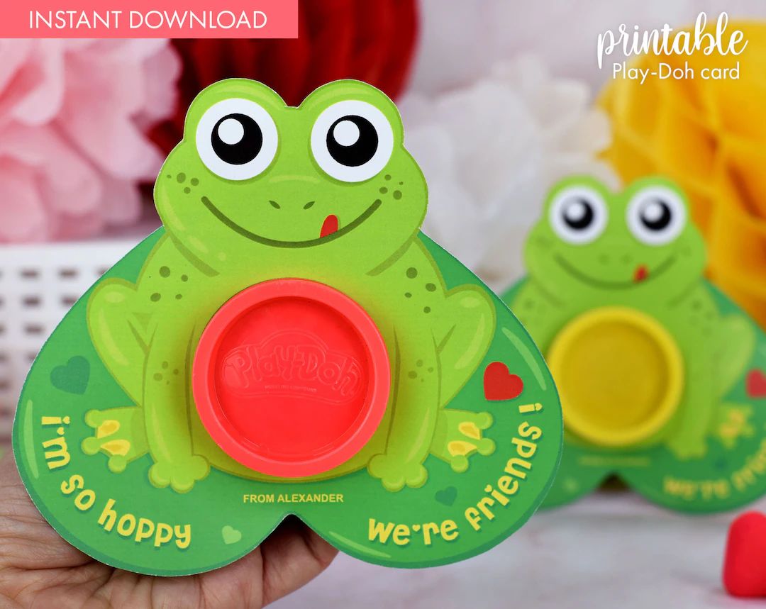 Play-doh Valentines Gift Card Printable Class Mates Gift Non-candy Gift Small Gift Frog DIY Play ... | Etsy (US)