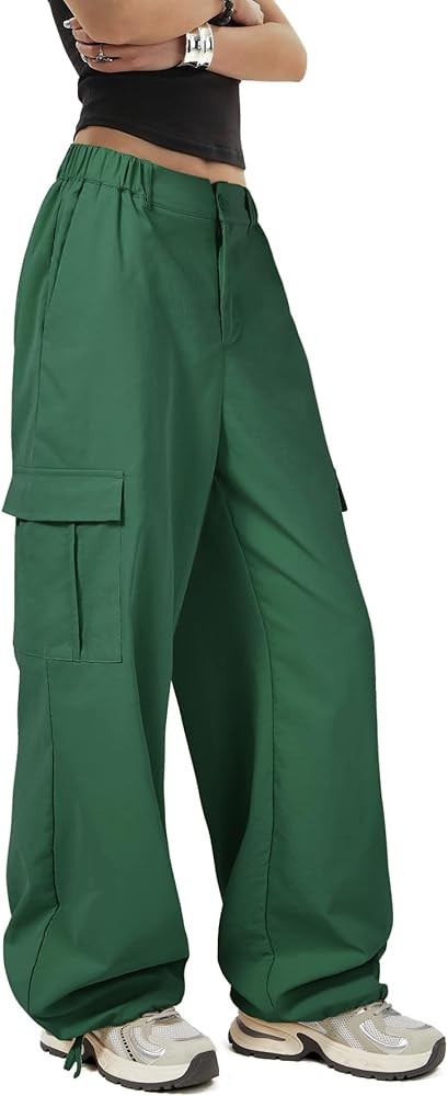 Zando Women's Cargo Pants Baggy Parachute Pants Joggers Y2k Trendy Stretchy High Waist Wide Leg T... | Amazon (US)