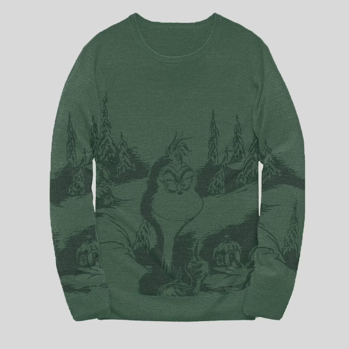Men's Dr. Seuss The Grinch Scenic Sweater - Forest Green | Target