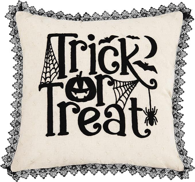 C&F Home Trick Treat Black and White Embroidered Throw Pillow 18 x 18 Beige | Amazon (US)