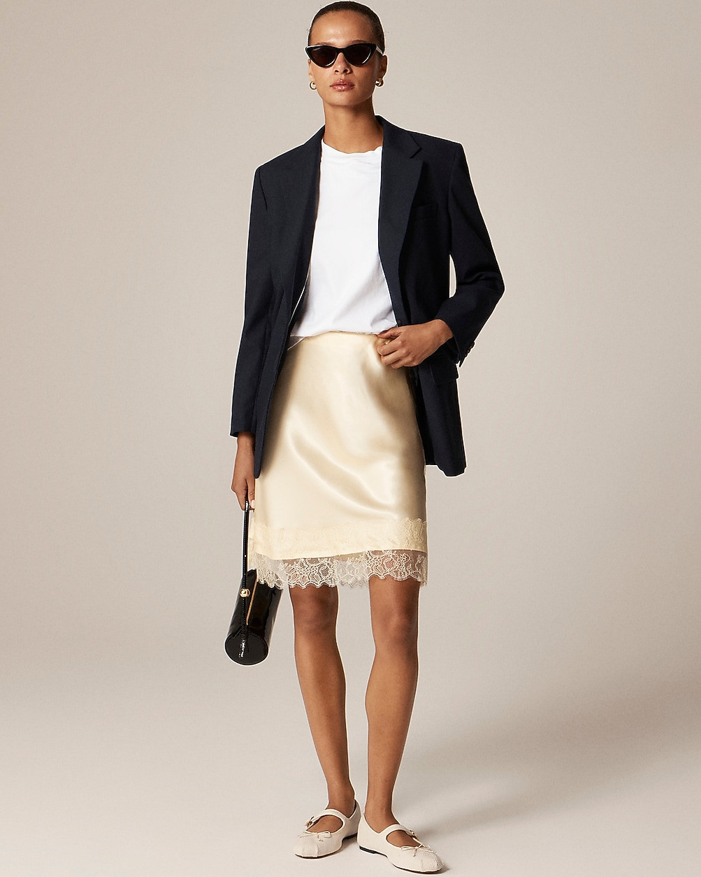 Gwen lace-trim slip skirt in luster charmeuse | J. Crew US