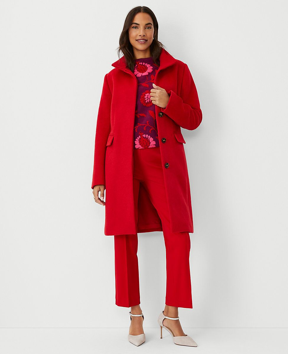 Wool Blend Tailored Funnel Neck Coat | Ann Taylor (US)
