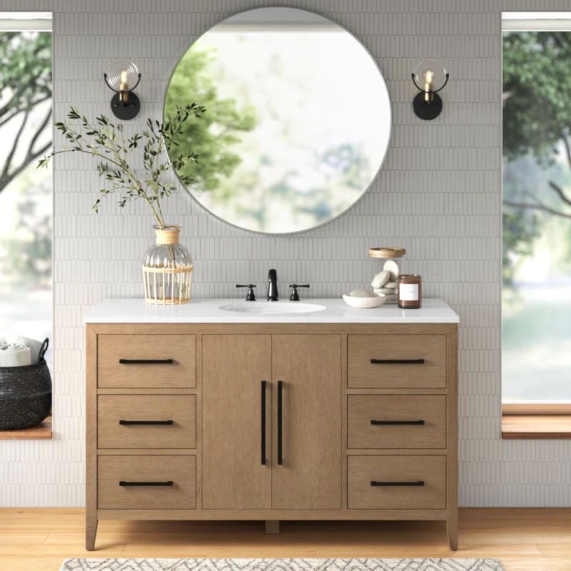Alsup 54'' Single Bathroom Vanity with Quartz Top | Wayfair North America